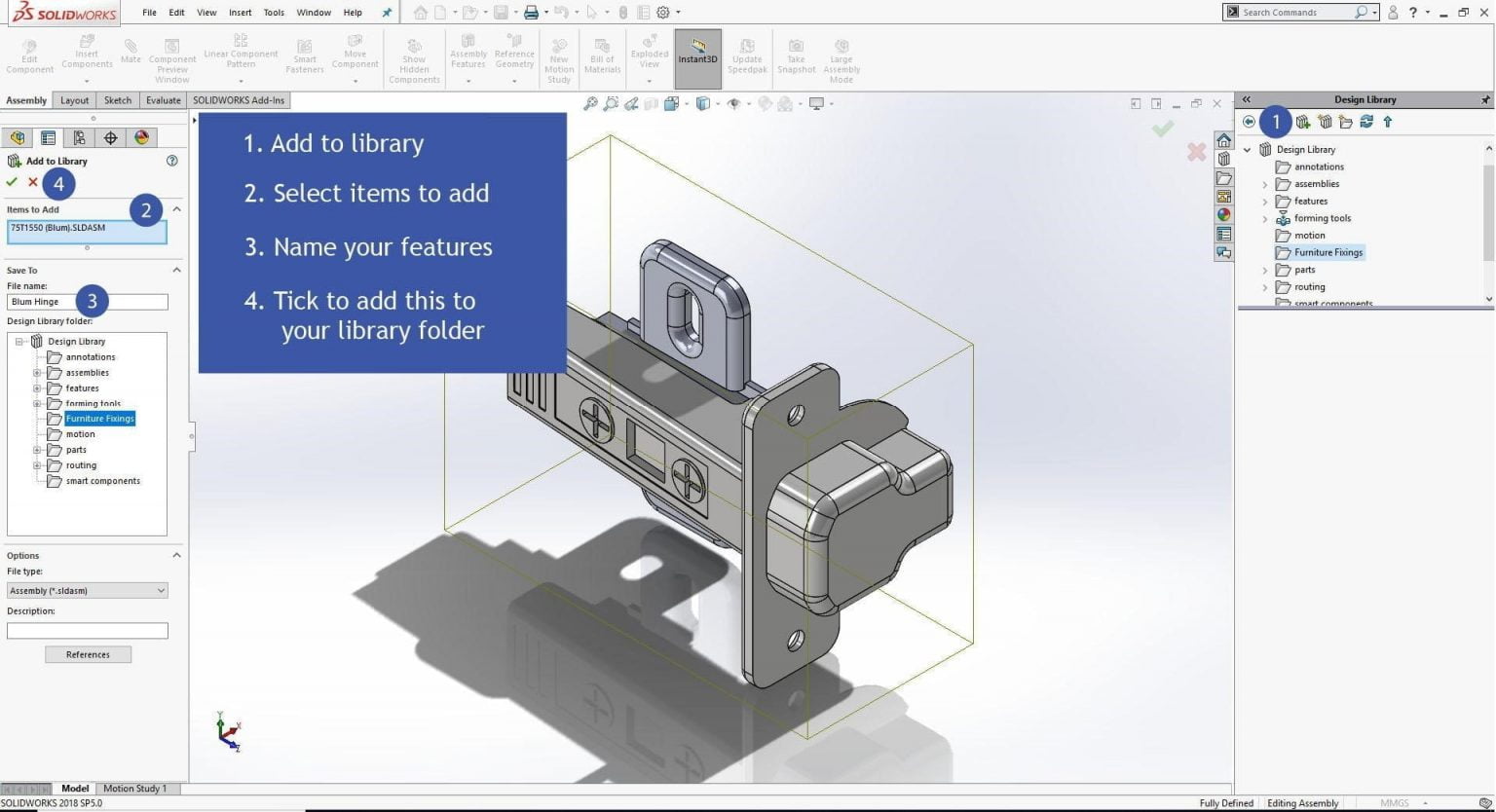 3D Modelling | Design Library | Solidworks Smart Features | 3D Design